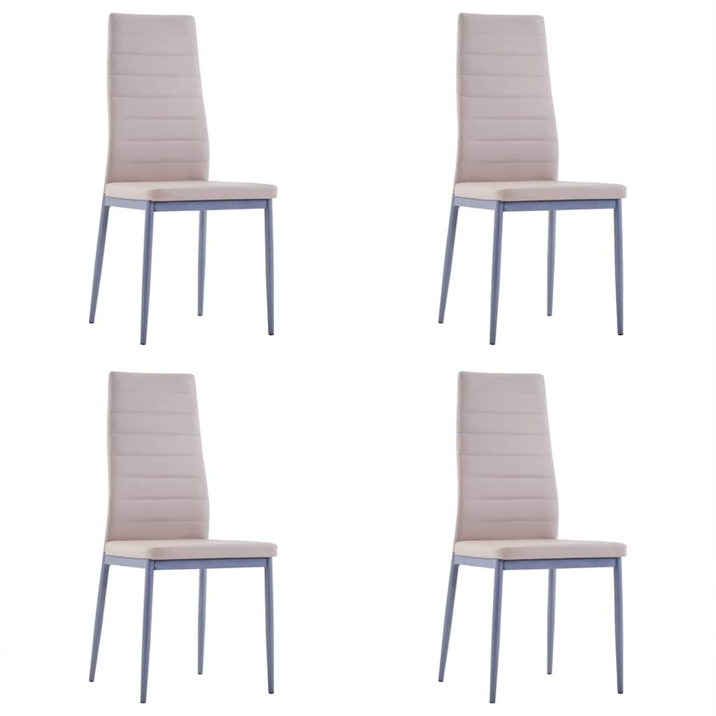 Salon à manger 5 pièces marron cappuccino avec table en verre trempé, chaises en cuir synthétique, cadre en bois et fer, 105 x 60 x 74 cm, ensemble de meubles de salle à manger modernes pour
