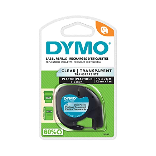 Dymo - Dym16952 Authentic Letratag Labeling Tape For Letratag Label Makers, Black Print On Clear Pastic Tape, 1/2'' W X 13' L, 1 Roll (16952) #TOP2