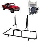 SUNPIE Upgraded Sliding Hard Top Carrier Freedom Panel Storage Rack Compatible with Jeep Wrangler 1987-2025 YJ TJ JK JKU JL JLU 2 Doors 4 Doors Movable Cart with Suction Cup to Secure Rear Window
