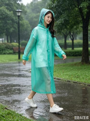 KELINFONG 2 Pack Womens Rain Coat with Hood, Eva Emergency Reusable Waterproof Rain Coats for Hiking,Outdoor,Travel,Camping - image 8