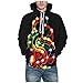MKIOAKEv Unisex 3D Druck Hoodie Kapuzenpullover Funny Chirstmas Pullover Sweatshirt Langarm Sweatshirt Kapuzenjacke mit Taschen (M,Black)