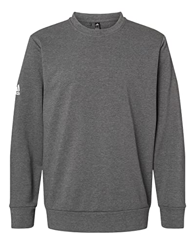 adidas Mens Fleece Crewneck Sweatshirt, M, Dark Grey Heather, Dark Grey Heather, M