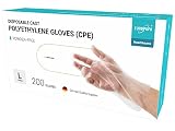 EUROPAPA® 100, 200, 300, 450 Guanti Monouso CPE Trasparenti In Scatola, Guanti Monouso Senza Lattice, Guanti In Gomma Senza Polvere, Taglia S, M, L, XL (200, L)