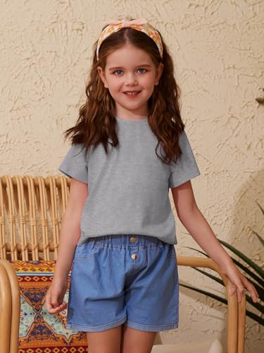 Image of ZDC Girls' Short Sleeve Shirts Kids Crewneck T-Shirts Summer Tops Basic Tees 5-14 Years