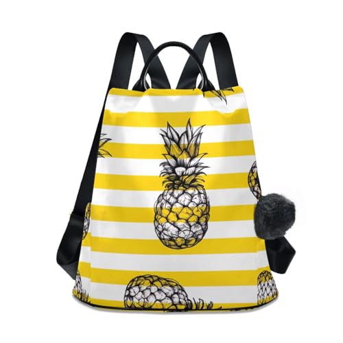 Sac à dos femme motif ananas à rayures, votre allié pour la randonnée et le camping