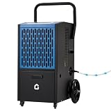 105 Pints Commercial Dehumidifier with Drain Hose, Large Capacity 520W 110V/60Hz Unit on 4 Wheels, Ideal for Basements, Flood Recovery, Warehouses, Factories, Efficient Moisture Removal and Humidity c