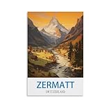 UnNiQ Zermatt Schweiz Vintage-Reise-Poster, 20 x 30 cm, 