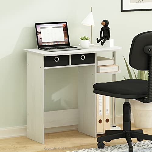 Image of Furinno Go Green Desk, 31.5 inch Wide Gaming Desk with 2 Side Shelves and Storage Bins, Computer Desk, Office Desk for Home Office, Study Room, Dorm, Bedroom, White Oak