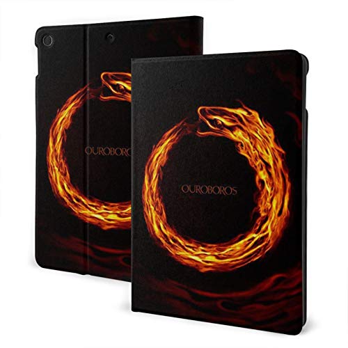ウロボロス Ipad ケース カバー おしゃれ タブレットケース Puレザー 人格 模様 擦り傷防止 耐衝撃 落下を防ぐ オートスリープ スタンド機能付き 三つ折タイプ 回転サポート 包括的な保護 （ Ipad 7th 10.2 Inch/Ipad Air3/Pro 10.5inch）
