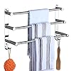 HONPHIER Verstelbare Handdoekenrek 3-Tier Bad Handdoekenrek SUS 304 Rvs Handdoek Planken met Haken Wandgemonteerde…