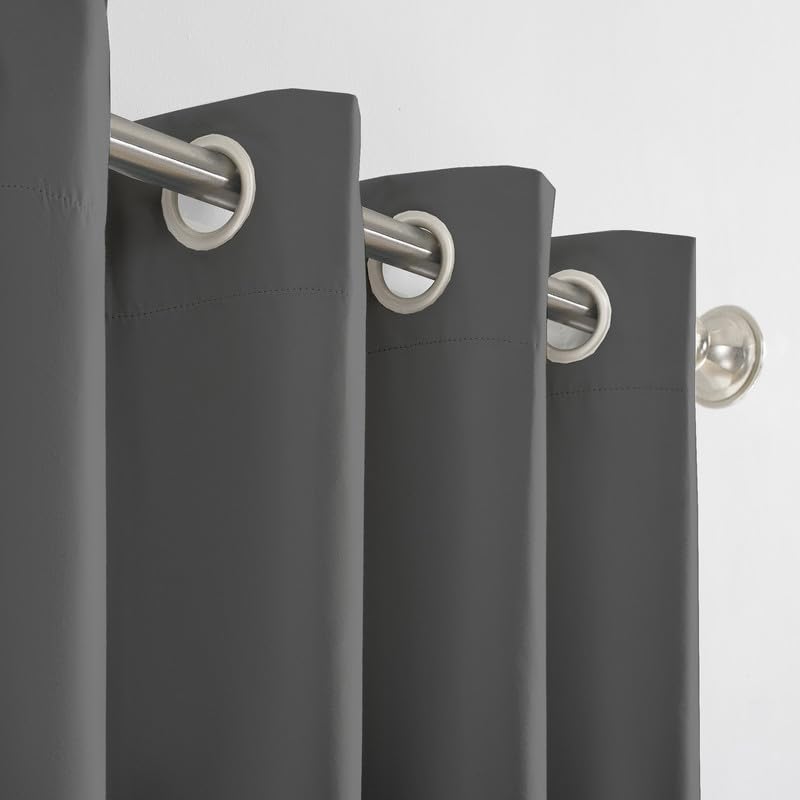 Bright Décor Kitchen Curtains for Window Blind (3 Pairs or 6 Blackout Curtain),Room Darkening Blackout Solid Polyester Curtains - Window- 4ft W x 5ft L_Dark Grey Solid