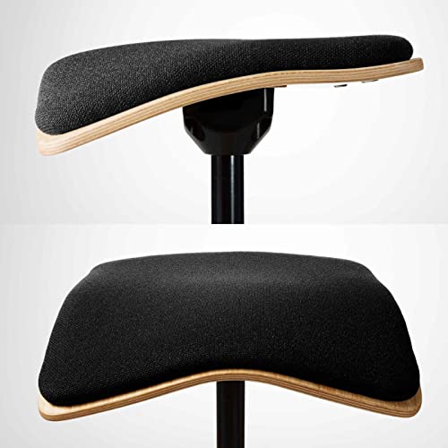 Image of Fully Tic TOC Rocking Stool - Natural Beechwood with Black Cushion