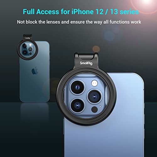 Image of SmallRig Filter Clip for iPhone 12 /13 Series, 52 mm Magnetic Filter Clamp Cellphone Filter Adapter for Samsung Galaxy S22 / S22+, for Huawei Mate 40 / P40 Pro Work with External Filters -3845
