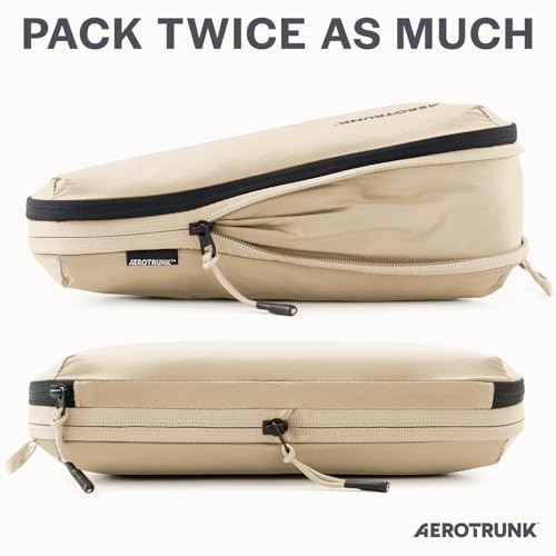 Ultralight Compression Packing Cubes - Lightweight Travel Organizers for Suitcases and Luggage (6-Pack, Beige) - Image 3
