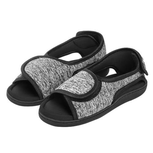 XGOPTS Men’s Open Toe Breathable Diabetic Sandals Extra Wide Width Adjustable Edema Shoes for Swollen Feet Elderly Summer Soft Memory Foam Surgical Shoes Orthopedic Footwear