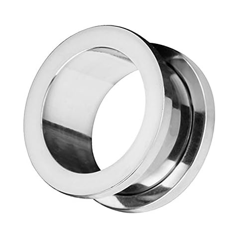 Taffstyle Flesh - Piercing de oreja para túnel, acero inoxidable, cierre de rosca, 10 mm, plateado Cover