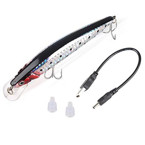 NSDD Señuelos de pesca, Cebos de pesca, Señuelo de pesca eléctrico con vibración Swimbait con luz LED USB recargable Cover