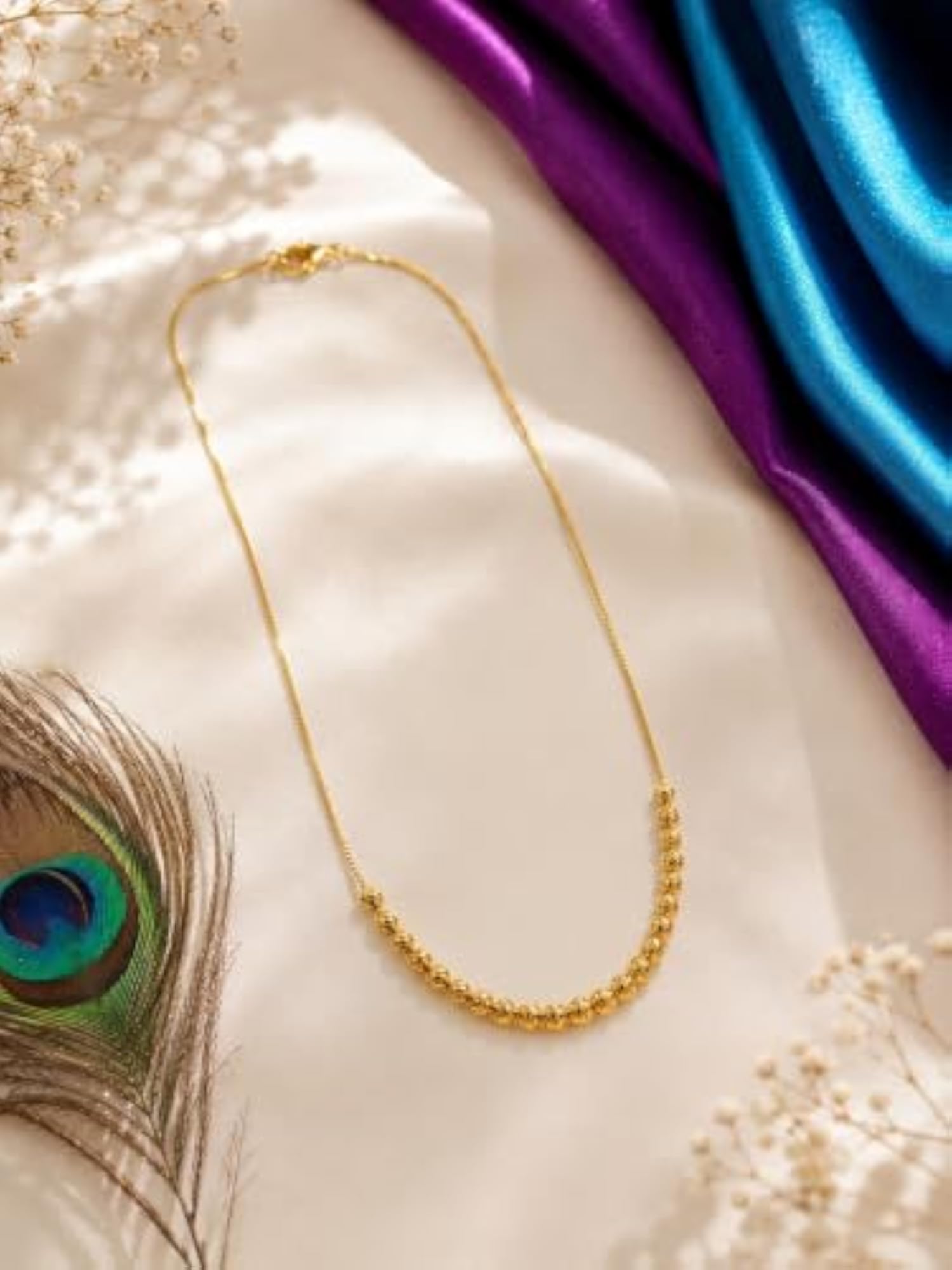 Women's Elegant 18K Gold Plated Bead Necklace