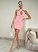 BEAGIMEG Women's Sexy Bodycon Sleeveless Criss Cross Ruched Halter Mini Dress Party Club Dress freshpink
