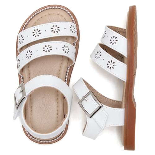 Image of Kolan Toddler Girl Sandals Open Toe Flat Princess Dress Shoes Little Kids