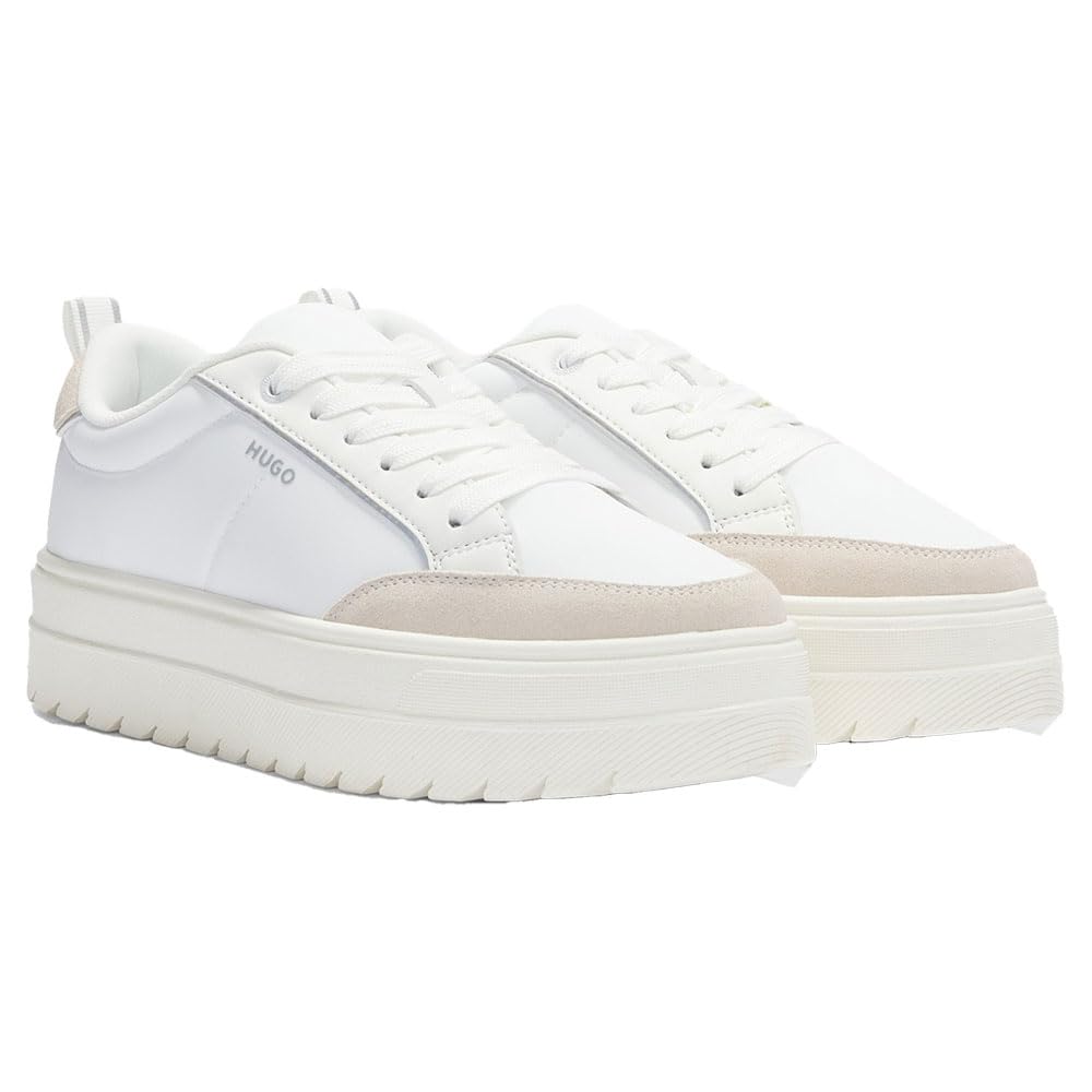 Hugo Women's Lyssa_Tenn_nysdpu Sneaker, Open White127, 4 UK