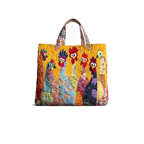 Funny Chicken Print Tote Bags for Women Floral Womens Handbags | 15×14" Rustic Farmhouse Hand Bag Womens Purse for Shopping Work Beach Gym Grocery Women Travel Bags Gifts for Women Mom - image 1