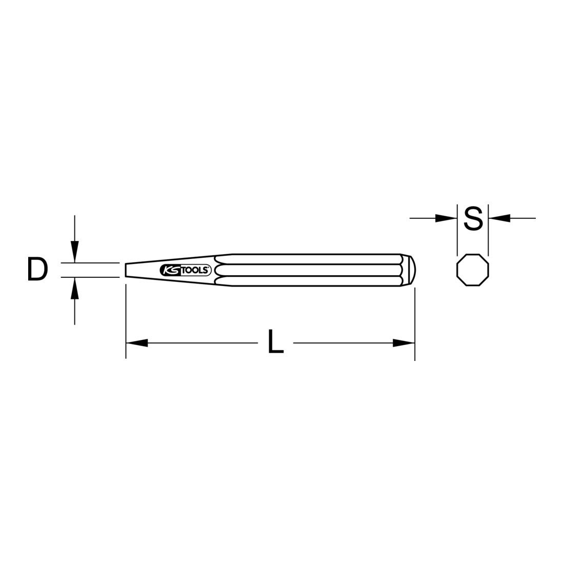 KS TOOLS Pin Punch, 8 Point, formD, Ø 6mm