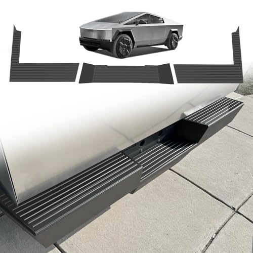 BestEvMod Rear Bumper Tailgate Protector Cover Compatible with Tesla Cybertruck 2023 2024 2025 Accessories Truck Bed Tailgate Step Truck Sill Molding Cap Protective Trim TPE