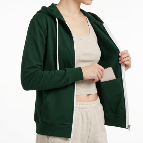 Image of GIVON Womens Casual Zip Up Hoodie Cotton Blend Soft Fabric Basic Layering Hooded Jacket with Kangaroo Pocket