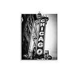 11x14 Inch Black and White Chicago Theatre Sign Print: Unframed Photo Paper Print, Theater Marquee Poster, Historic Landmark Wall Art, Illinois Home Decor, Vertical Decoration, Bedroom Artwork