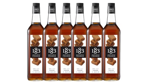 Image of 1883 Caramel Syrup for Drinks - 1 Liter Glass Bottles (Pack of 6)
