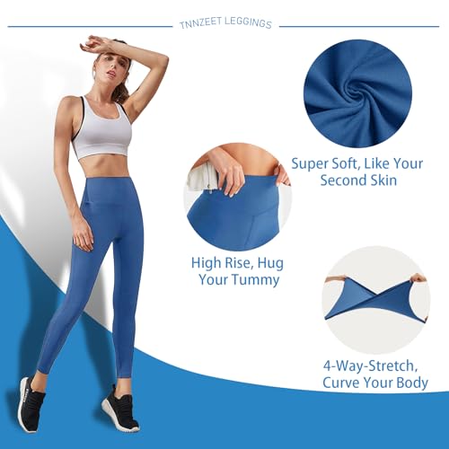 Image of TNNZEET High Waisted Leggings for Women - No See Through Tummy Control Cycling Workout Yoga Pants with Pockets Reg & Plus
