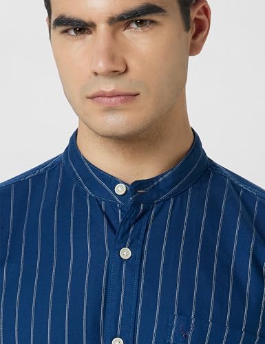 Image of Allen Solly Men's Casual Mandarin Collar Shirt | Regular Fit | Contemporary Design | Smart Casual Wear
