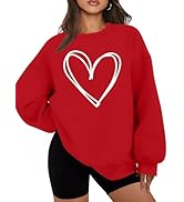 hohololo Valentines Day Sweatshirt Women Oversized Love Heart Shirt Pullover Valentine's Long Sle...