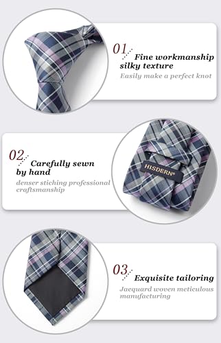 Image of HISDERN Ties for Men Solid Houndstooth Neckties Handkerchief Formal Business Tie & Pocket Square Set Wedding Party