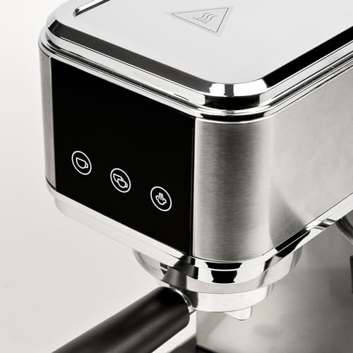 Image of G3 Ferrari Tiffany Espresso Machine, Stainless Steel, 15 Bar Pressure, 1350W, Cappuccino Maker with 3 Filters, 1-2 Cup Capacity