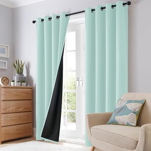 Image of Galaxy Home Decor Premium True Blackout Curtains for Long Door 9 Feet Long 100% Light Block | Thermal & Noise Insulation | Black Back Coating | Pack of 1 | Sky