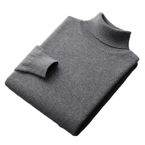 Men's Merino Wool Cashmere Sweater Knitted Pullover Padded Warm Turtle Neck