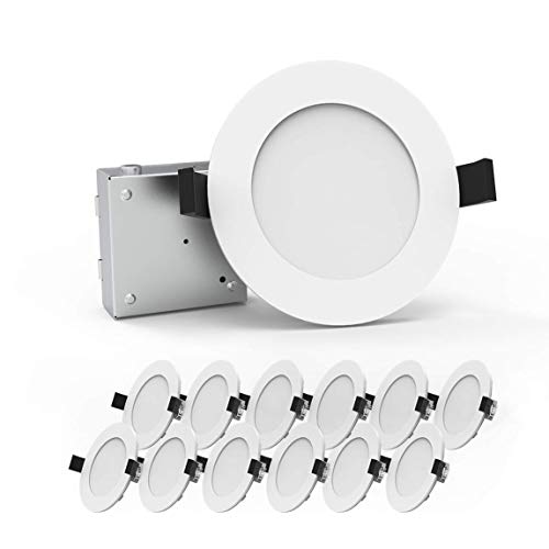 Heybright 12 Pack 6 Inch Recessed Lighting with Driver Box, 12W 80W Eqv, Dimmable Ultra Thin LED Downlight, Can-Killer Low Profile Ceiling Light, 800 Lm ETL & Energy Star Certified ( 3000K )