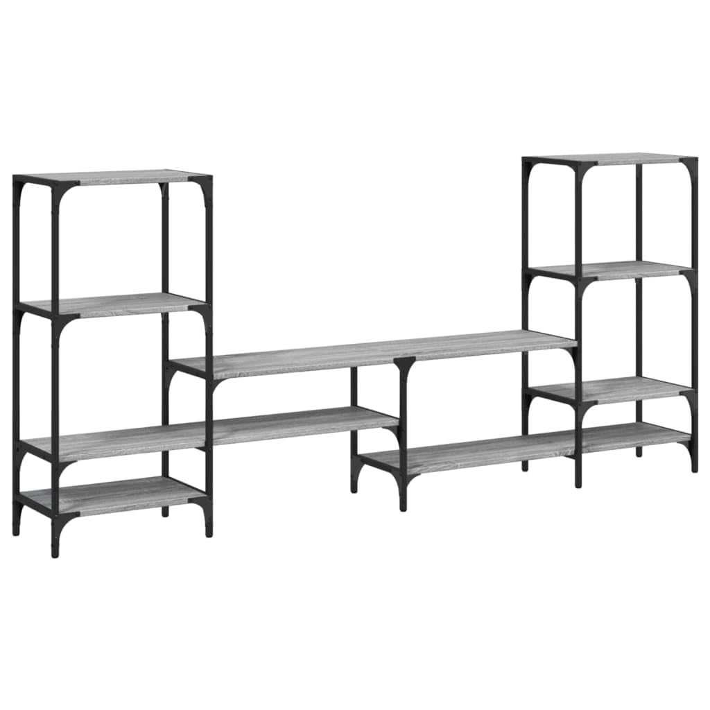Mobile Porta TV Grigio Sonoma 206,5x28,5x95 cm in Legno | Mobiletto basso da soggiorno con ampi ripiani aperti per console e decoder, ideale per ottimizzare lo spazio.
