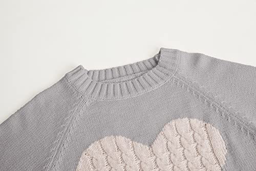 Batermoon Girls' Pullover Sweaters Long Sleeve Cute Heart Pattern Crewneck Knit Jumper Tops4