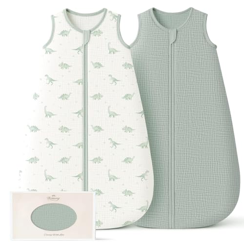 Image of Konssy Muslin Baby Sleep Sack 0-6 Months, 0.8 TOG Baby Wearable Blanket