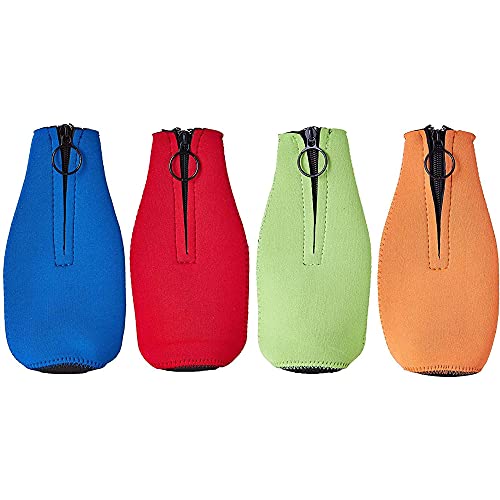 Juvale Beer Bottle Insulator Sleeves (4 Pack) Neoprene Cooler With Zipper Assorted Colors #TOP6