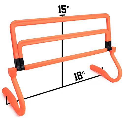 6-Pack Of Agility Hurdles With Adjustable Height Extenders – Neon Orange Set & Carry Bag – Plyometric Fitness & Speed Training Equipment – Hurdle/Obstacles For Soccer, Football, Track & Field & More #TOP3