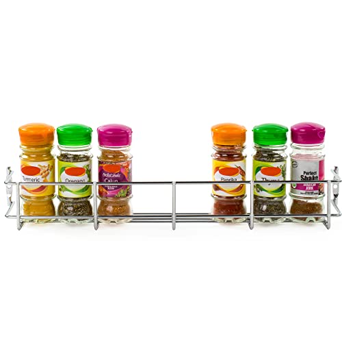 Image of andrew james 1 /2 /3 /4 /5 Spice Rack Organiser - No Assembly Needed | Chrome Hanging Spice Shelf for Inside Cupboard Door or Wall Mounted | Kitchen Organiser (1 Tier)