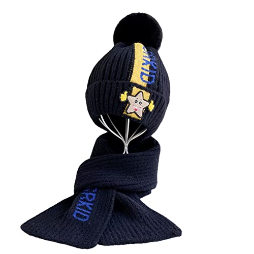 Gorro y bufanda para niños UKKO de punto de lana en conjunto de dos piezas para invierno