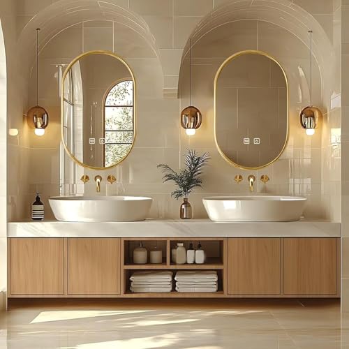kmnub 76IN Bathroom Vanity with Double Sink - Modern Solid Wood Bathroom Sink Cabinet, Heated Defog Mirrors, Splash-Proof Ceramics Vessel Basin, Multi-Level Storage, Wall-Mounted, Customizable