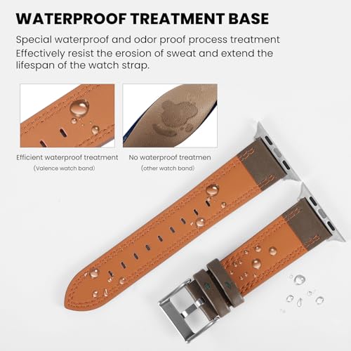 Image of Soft Genuine Leather Band for Apple Watch 49mm 46mm 45mm 44mm 42mm 38mm- Women /Men Vintage Retro Replacement Wristband Strap with Metal Buckle for iWatch Ultra 3 /2 /SE /Series 11 /10 /9 /8 /7 /6 /5 /4 /3 /2 /1