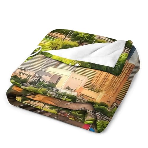 Couverture Houston paysage urbain 152x203 cm légère et chaude pour canapé