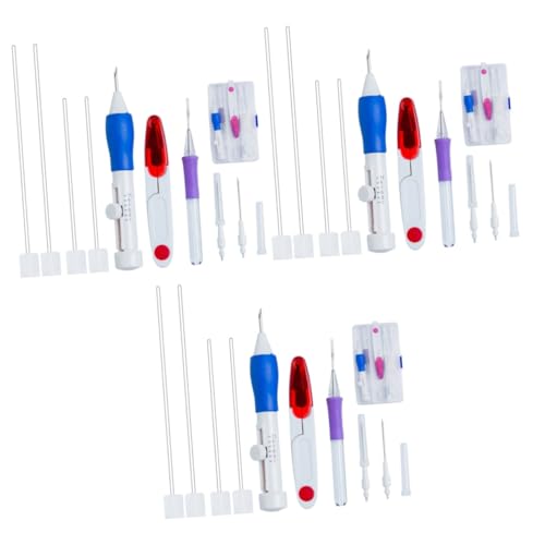 Kit aiguilles poinçon 3 pièces avec stylo pour tricoter vos motifs textiles